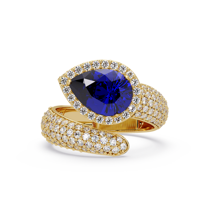 3 CTW Pear-Cut Halo Pavé Bypass Ring
