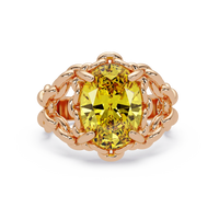 5.3 CTW Oval Ornate Colorstone Cocktail Ring with Citrine Yellow stone in 14K Rose Gold – Lunéa Paris