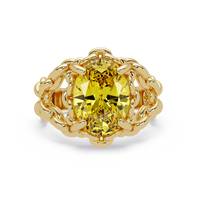 5.3 CTW Oval Ornate Colorstone Cocktail Ring with Citrine Yellow stone in 14K Yellow Gold – Lunéa Paris