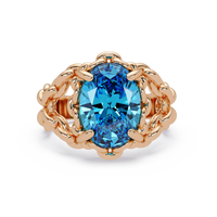 5.3 CTW Oval Ornate Colorstone Cocktail Ring with Aquamarine Blue stone in 14K Rose Gold – Lunéa Paris