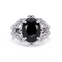 5.3 CTW Oval Ornate Colorstone Cocktail Ring with Onyx stone in 14K White Gold – Lunéa Paris