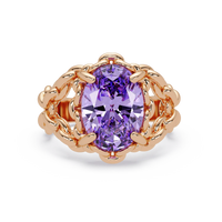 5.3 CTW Oval Ornate Colorstone Cocktail Ring with Amethyst Purple stone in 14K Rose Gold – Lunéa Paris