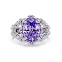 5.3 CTW Oval Ornate Colorstone Cocktail Ring with Amethyst Purple stone in 14K White Gold – Lunéa Paris