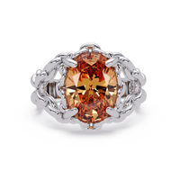 5.3 CTW Oval Ornate Colorstone Cocktail Ring with Champagne Topaz stone in 14K White Gold – Lunéa Paris