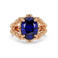 5.3 CTW Oval Ornate Colorstone Cocktail Ring with Sapphire Blue stone in 14K Rose Gold – Lunéa Paris