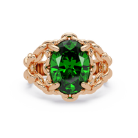 5.3 CTW Oval Ornate Colorstone Cocktail Ring with Emerald Green stone in 14K Rose Gold – Lunéa Paris