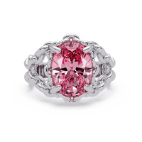 5.3 CTW Oval Ornate Colorstone Cocktail Ring with Tourmaline Pink stone in 14K White Gold – Lunéa Paris