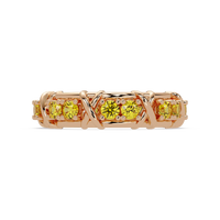 1.3 CTW Round Colorstone Designer Band Ring with Citrine Yellow stone in 14K Rose Gold – Lunéa Paris