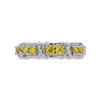 1.3 CTW Round Colorstone Designer Band Ring with Citrine Yellow stone in 14K White Gold – Lunéa Paris