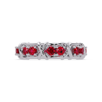 1.3 CTW Round Colorstone Designer Band Ring with Ruby Red stone in 14K White Gold – Lunéa Paris