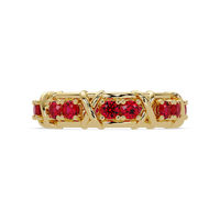 1.3 CTW Round Colorstone Designer Band Ring with Ruby Red stone in 14K Yellow Gold – Lunéa Paris