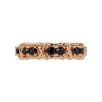 1.3 CTW Round Colorstone Designer Band Ring with Onyx stone in 14K Rose Gold – Lunéa Paris