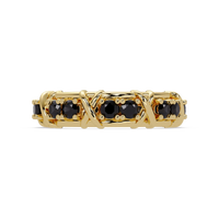 1.3 CTW Round Colorstone Designer Band Ring with Onyx stone in 14K Yellow Gold – Lunéa Paris