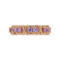 1.3 CTW Round Colorstone Designer Band Ring with Amethyst Purple stone in 14K Rose Gold – Lunéa Paris