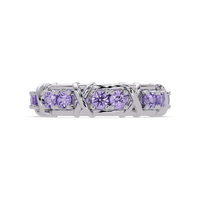 1.3 CTW Round Colorstone Designer Band Ring with Amethyst Purple stone in 14K White Gold – Lunéa Paris