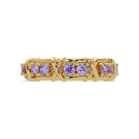 1.3 CTW Round Colorstone Designer Band Ring with Amethyst Purple stone in 14K Yellow Gold – Lunéa Paris