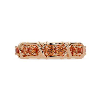 1.3 CTW Round Colorstone Designer Band Ring with Champagne Topaz stone in 14K Rose Gold – Lunéa Paris