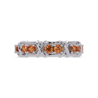 1.3 CTW Round Colorstone Designer Band Ring with Champagne Topaz stone in 14K White Gold – Lunéa Paris