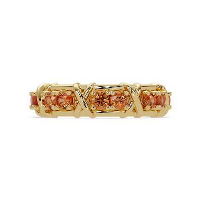 1.3 CTW Round Colorstone Designer Band Ring with Champagne Topaz stone in 14K Yellow Gold – Lunéa Paris
