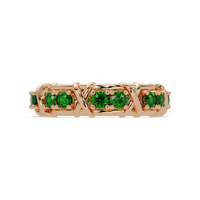 1.3 CTW Round Colorstone Designer Band Ring with Emerald Green stone in 14K Rose Gold – Lunéa Paris