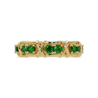 1.3 CTW Round Colorstone Designer Band Ring with Emerald Green stone in 14K Yellow Gold – Lunéa Paris