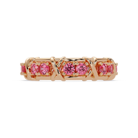 1.3 CTW Round Colorstone Designer Band Ring with Tourmaline Pink stone in 14K Rose Gold – Lunéa Paris