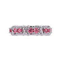1.3 CTW Round Colorstone Designer Band Ring with Tourmaline Pink stone in 14K White Gold – Lunéa Paris