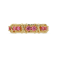 1.3 CTW Round Colorstone Designer Band Ring with Tourmaline Pink stone in 14K Yellow Gold – Lunéa Paris