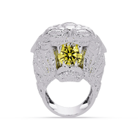 2.4 CTW Round Lion Crest Colorstone Signet Ring with Citrine Yellow stone in 14K White Gold – Lunéa Paris