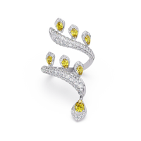 2.2 CTW Pear & Pavé Sculptural Bypass Colorstone Ring with Citrine Yellow stone in 14K White Gold – Lunéa Paris