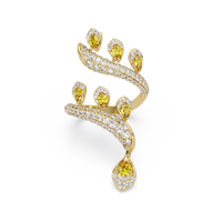 2.2 CTW Pear & Pavé Sculptural Bypass Colorstone Ring with Citrine Yellow stone in 14K Yellow Gold – Lunéa Paris