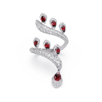 2.2 CTW Pear & Pavé Sculptural Bypass Colorstone Ring with Ruby Red stone in 14K White Gold – Lunéa Paris