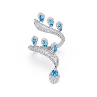 2.2 CTW Pear & Pavé Sculptural Bypass Colorstone Ring with Aquamarine Blue stone in 14K White Gold – Lunéa Paris