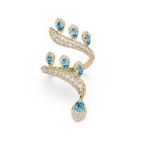 2.2 CTW Pear & Pavé Sculptural Bypass Colorstone Ring with Aquamarine Blue stone in 14K Yellow Gold – Lunéa Paris
