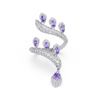 2.2 CTW Pear & Pavé Sculptural Bypass Colorstone Ring with Amethyst Purple stone in 14K White Gold – Lunéa Paris