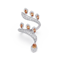 2.2 CTW Pear & Pavé Sculptural Bypass Colorstone Ring with Champagne Topaz stone in 14K White Gold – Lunéa Paris