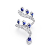 2.2 CTW Pear & Pavé Sculptural Bypass Colorstone Ring with Sapphire Blue stone in 14K White Gold – Lunéa Paris