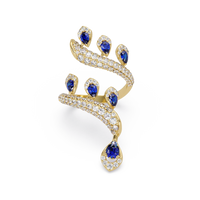 2.2 CTW Pear & Pavé Sculptural Bypass Colorstone Ring with Sapphire Blue stone in 14K Yellow Gold – Lunéa Paris
