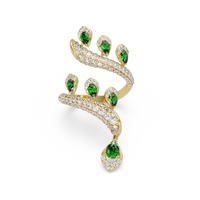 2.2 CTW Pear & Pavé Sculptural Bypass Colorstone Ring with Emerald Green stone in 14K Yellow Gold – Lunéa Paris