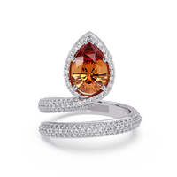 1.8 CTW Pear Halo Pavé Wrap Colorstone Ring with Champagne Topaz stone in 14K White Gold – Lunéa Paris