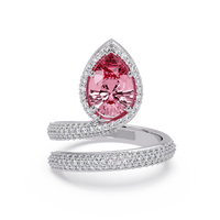 1.8 CTW Pear Halo Pavé Wrap Colorstone Ring with Tourmaline Pink stone in 14K White Gold – Lunéa Paris