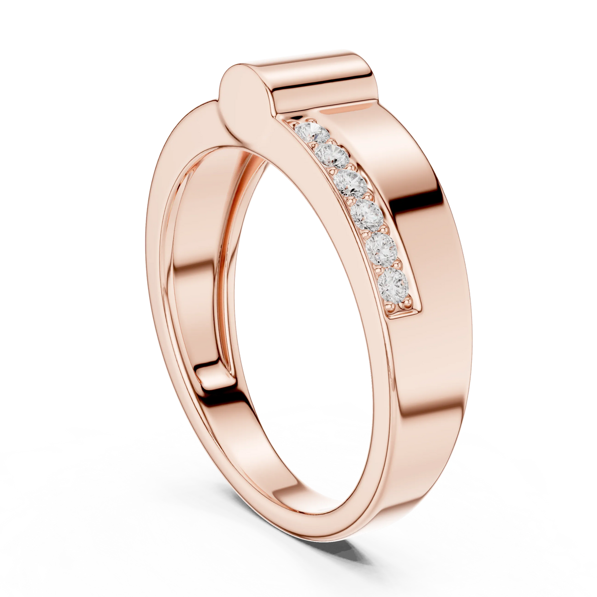 0.18 CTW Asymmetrical Pavé Lab-Grown Diamond Men’s Band in 14K Gold