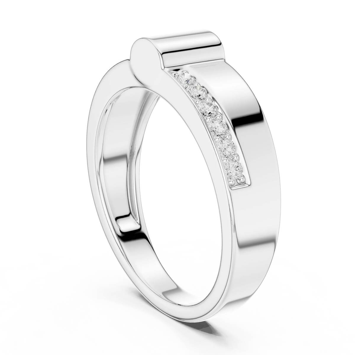 0.18 CTW Asymmetrical Pavé Lab-Grown Diamond Men’s Band in 14K Gold
