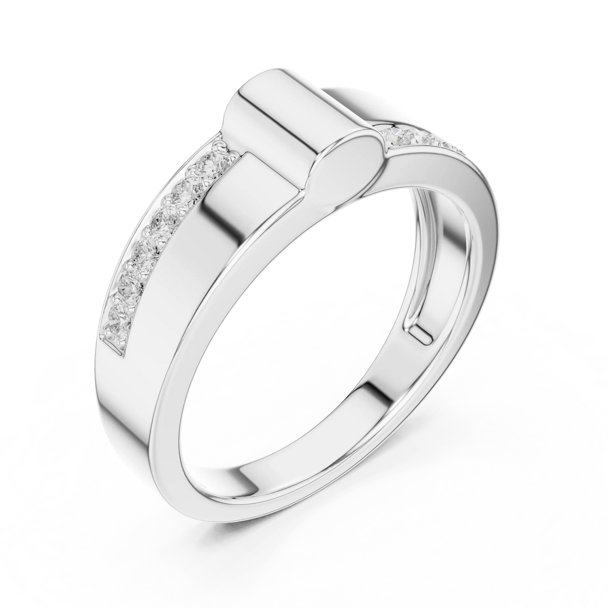 0.18 CTW Asymmetrical Pavé Lab-Grown Diamond Men’s Band in 14K Gold