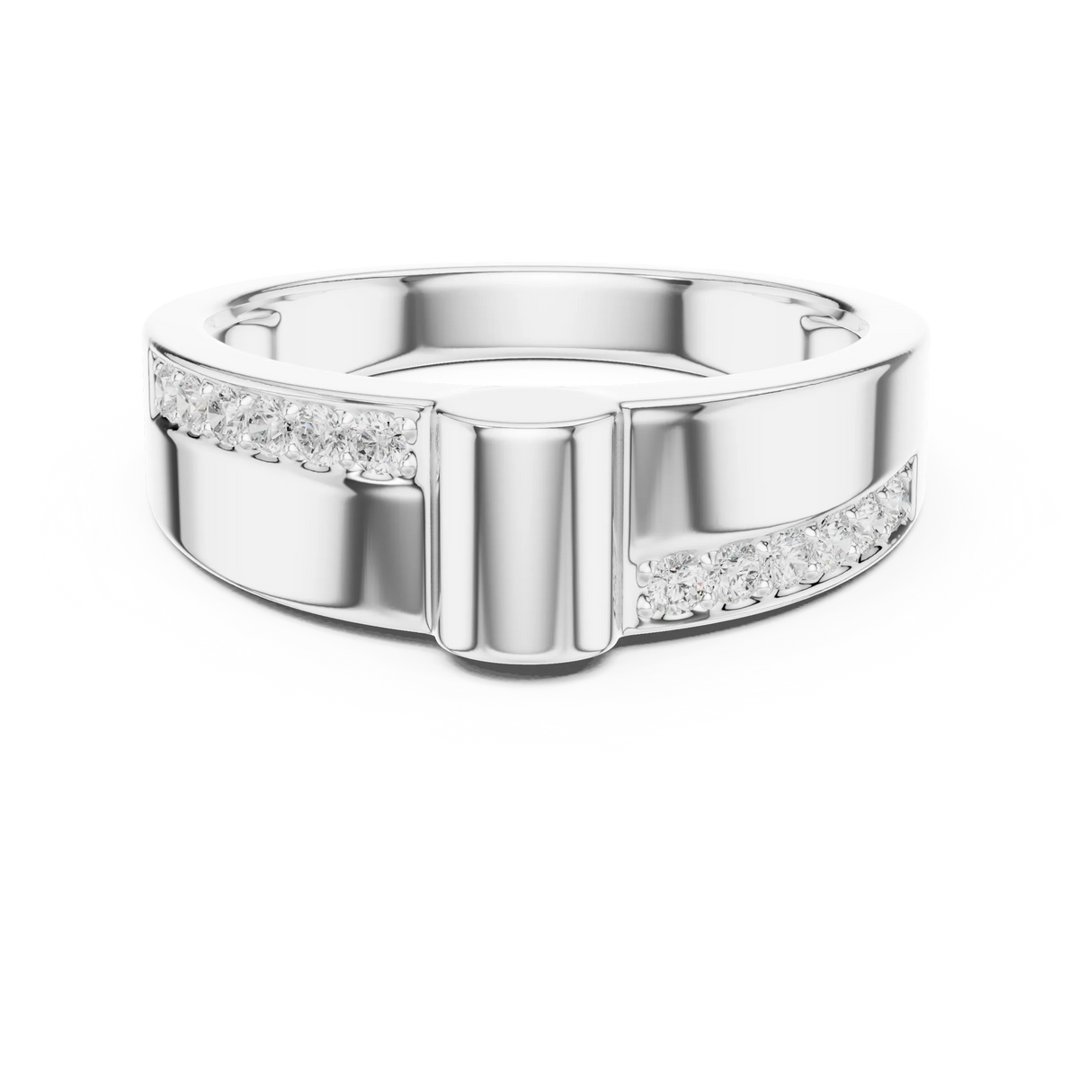 0.18 CTW Asymmetrical Pavé Lab-Grown Diamond Men’s Band in 14K Gold