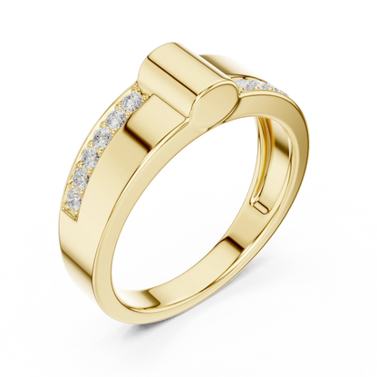 0.18 CTW Asymmetrical Pavé Lab-Grown Diamond Men’s Band in 14K Gold