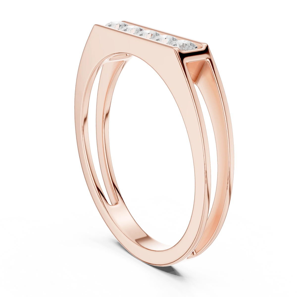 0.50 CTW Five-Stone Channel-Set Lab-Grown Diamond Men’s Band in 14K Gold