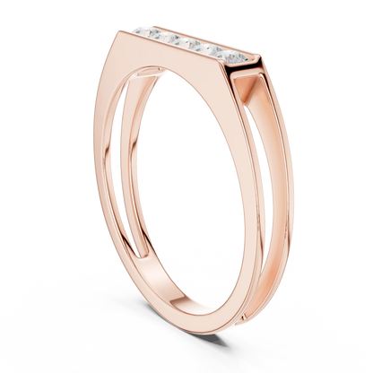 0.50 CTW Five-Stone Channel-Set Lab-Grown Diamond Men’s Band in 14K Gold