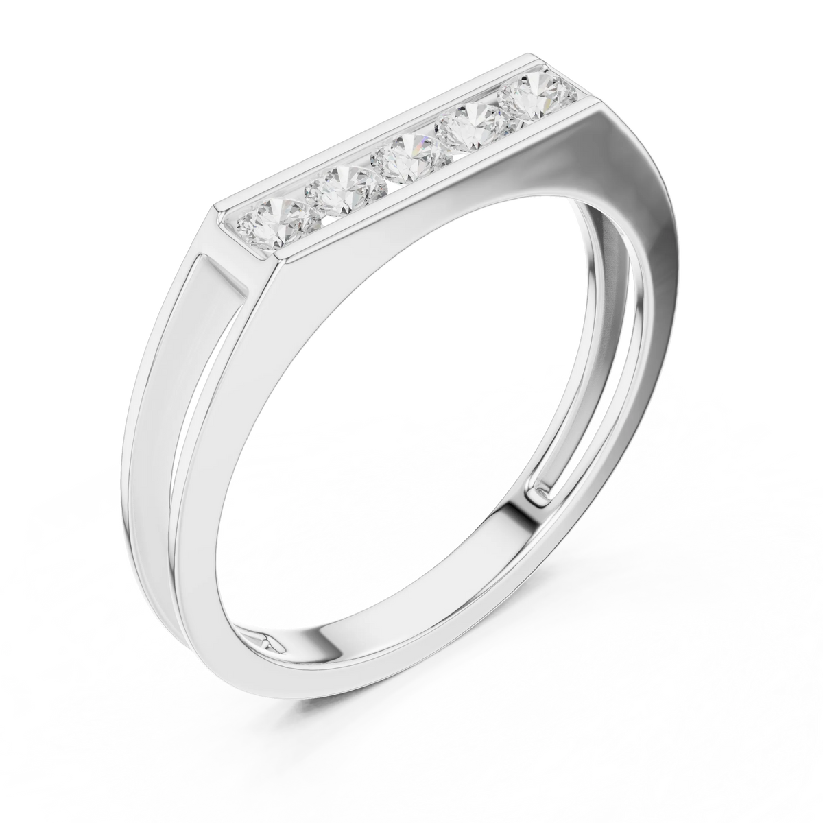 0.50 CTW Five-Stone Channel-Set Lab-Grown Diamond Men’s Band in 14K Gold
