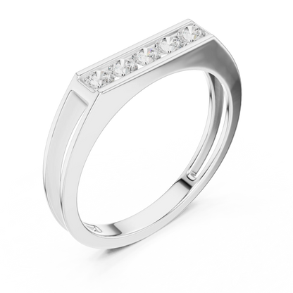0.50 CTW Five-Stone Channel-Set Lab-Grown Diamond Men’s Band in 14K Gold